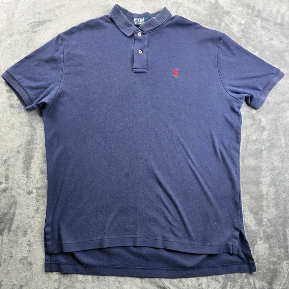 Polo Ralph Lauren Polo Shirt Mens L Navy Blue Short Sleeve Embroidered Pony Logo